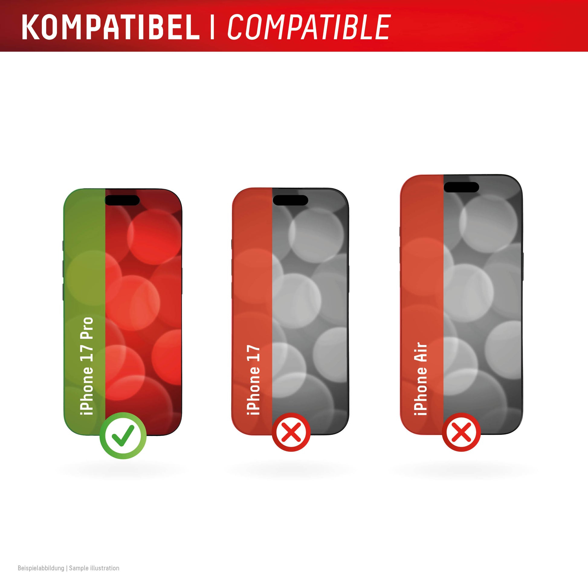 E.V.I. Displayschutzfolie – für Apple iPhone 17 Pro, Gehärtetes Glas, Transparent, Härte 10H