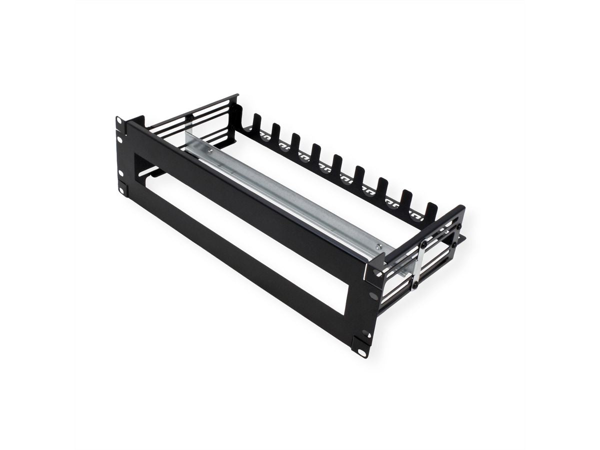 VALUE 19" Tragrahmen für Hutschienengeräte – Rack-Zubehör – 3U, Tragkraft 6 kg, Schwarz