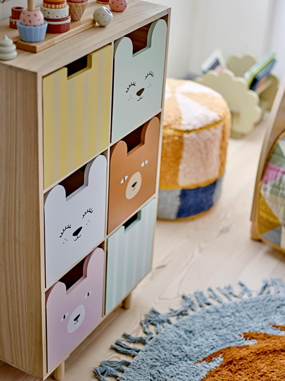 Bloomingville Büro-/Lagerregal freistehend Calle – 6 Böden – 55 × 25,5 × 88 cm – Paulownia – Mehrfarbig/Natur