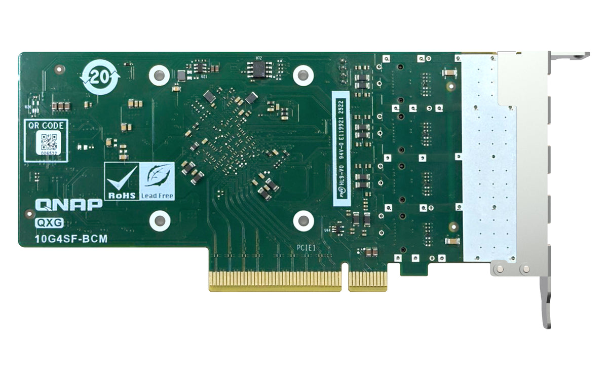 QNAP QXG-10G4SF-BCM PCIe 10G SFP+ Netzwerkkarte – 4× SFP+, 10 Gbit/s, Broadcom BCM57502 – für NAS/Speicherserver