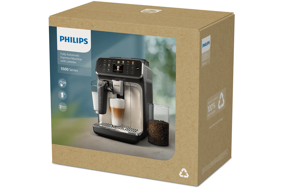 Philips Serie 5500 EP5547/90 Kaffeevollautomat – 1,8 l, 275 g Bohnenbehälter, 15 bar, Milchtank 0,26 l