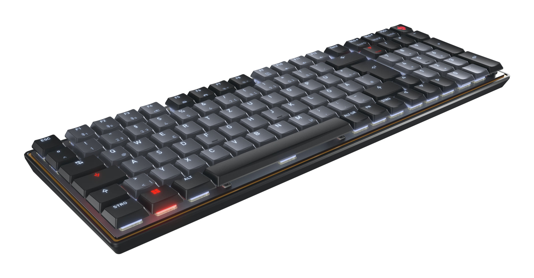 CHERRY KW 550 MX LP – Tastatur, kabelgebunden (USB-C), kabellos (Bluetooth), DE-Layout (DE) – für Windows