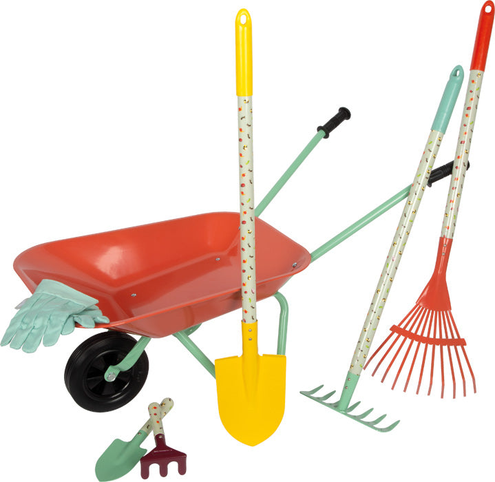 Small foot Tiny Garden Sandspielzeug-Set – mit Schubkarre – 36 × 44 × 78 cm – ab 3 Jahren – mehrfarbig