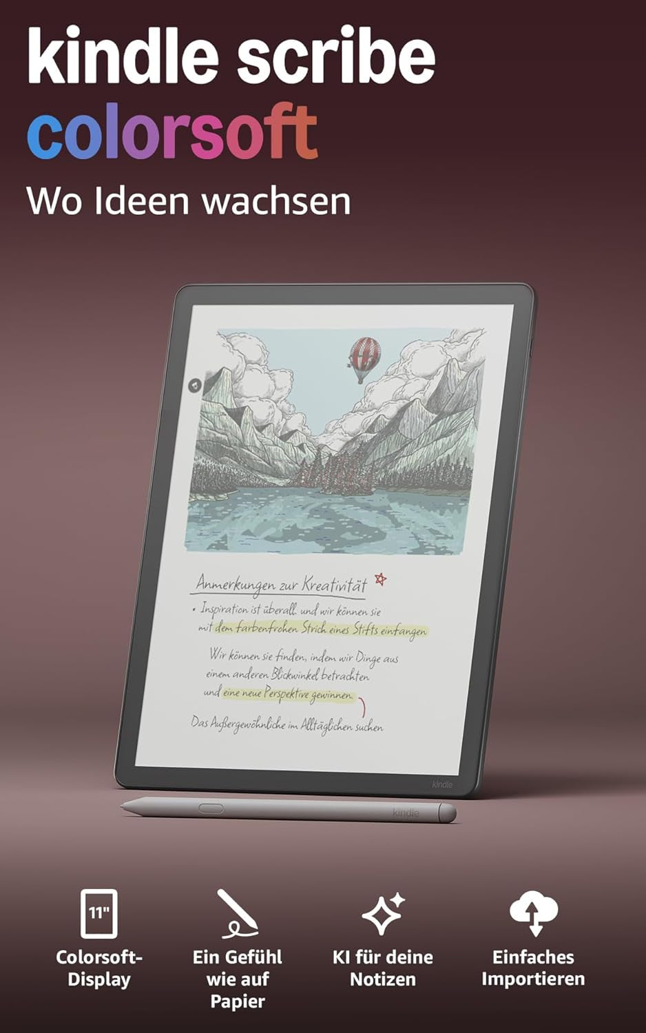 Amazon Kindle Scribe Colorsoft 2025 Graphit – 11" E Ink, 64 GB, mit Stylus