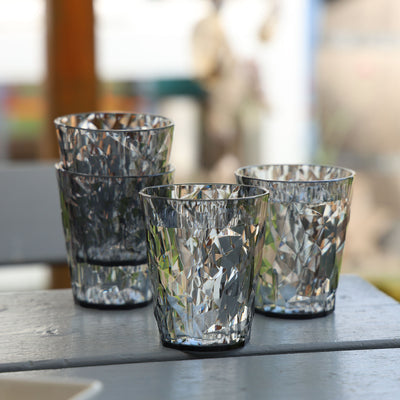 koziol Trinkglas Club No. 1 – 4er Set, 250 ml, Ø 8,2 cm, Kunststoff, Grau, spülmaschinenfest