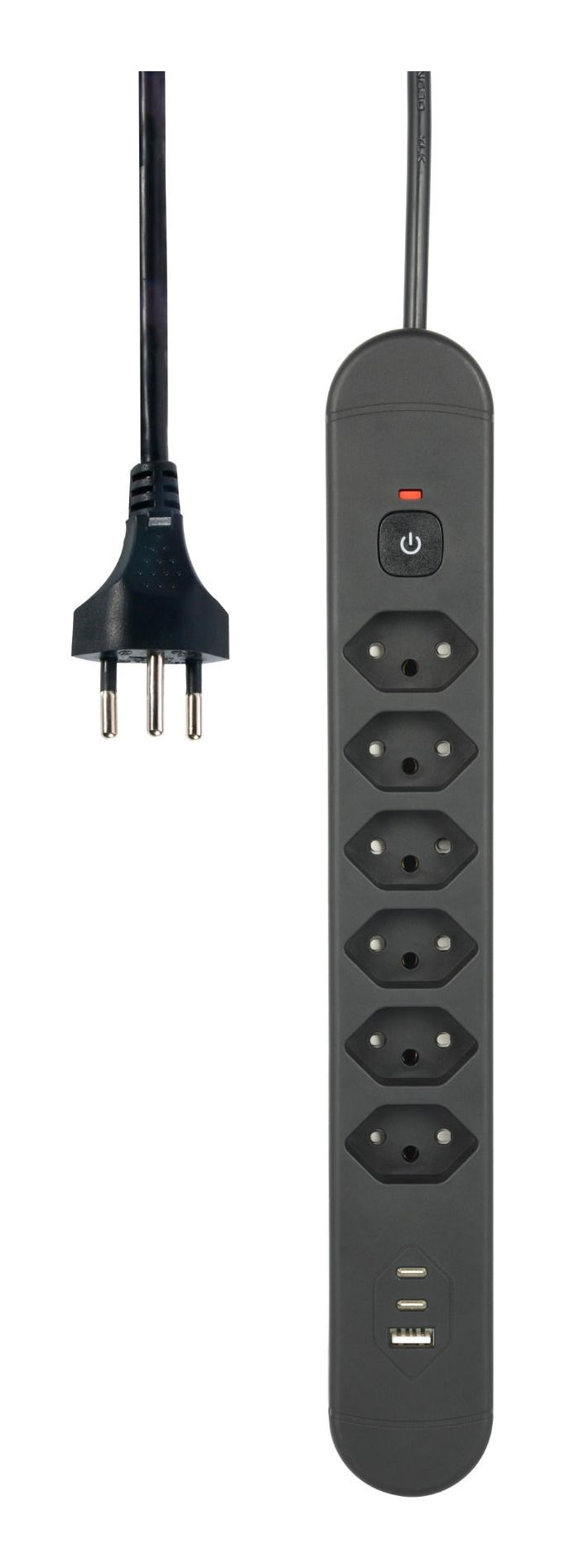 M. Schönenberger Schönenberger ReLife USB – Steckdosenleiste, 6× T13, 2× USB‑A + 1× USB‑C, mit Schalter, 1,8 m, Stecker T12