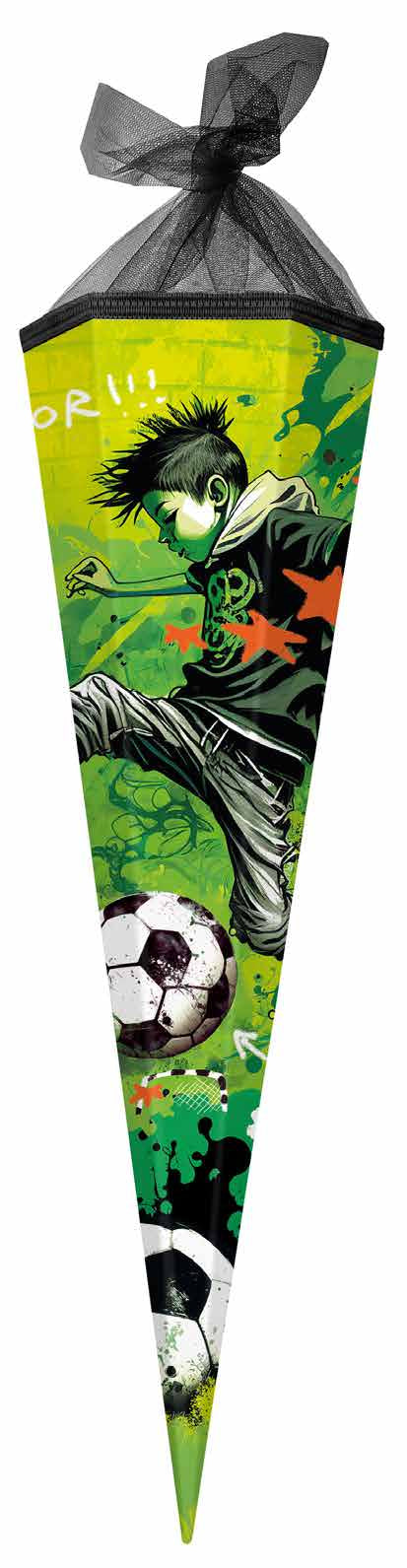 Goldbuch Schultüte ohne Inhalt – Fussball – 70 cm, rund, Karton, grün, Klebeband (für Tape)