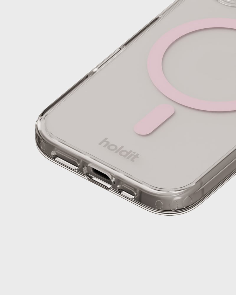 HoldIt Backcover – für Apple iPhone 16 – pink/transparent – MagSafe-kompatibel