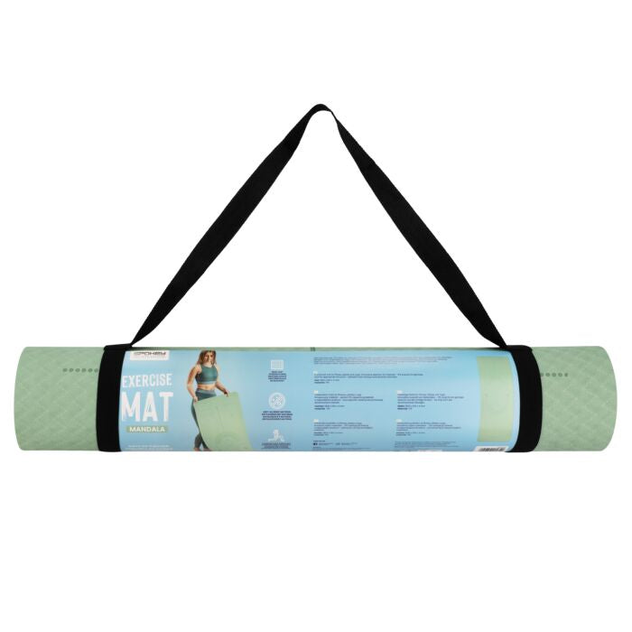 Spokey Fitnessmatte Mandala – rutschfest – 160 × 61 × 0,4 cm – grün – TPE