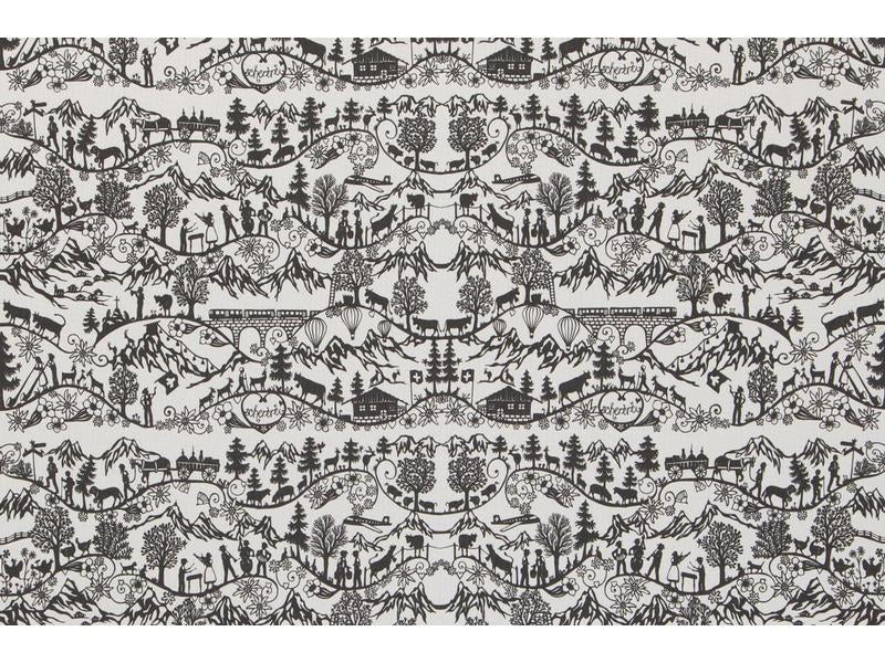 Hubatka Tischläufer – 35×135 cm, Baumwolle, Weiss/Schwarz, Scherenschnitt