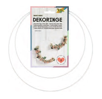 Folia Deko-Ring – weiss – Ø 250 + 300 mm, 2 Stück – Metall