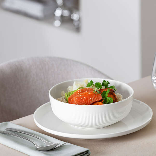 Villeroy & Boch Afina Speiseteller – Porzellan, weiss, Ø 27,2 cm, mikrowellengeeignet, spülmaschinenbeständig