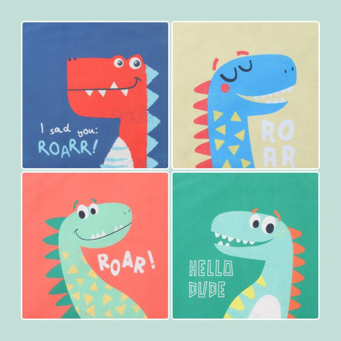 Relaxdays Aufbewahrungsbox Dinosaurier – ohne Deckel – mehrfarbig (blau, grün, gelb, orange) – Set 4-teilig –