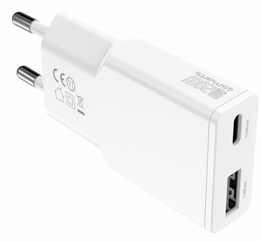 4smarts PDPlug Duos Slim USB-Ladegerät 20 W – USB-C×1, USB-A×1 – QC 3.0, GaN