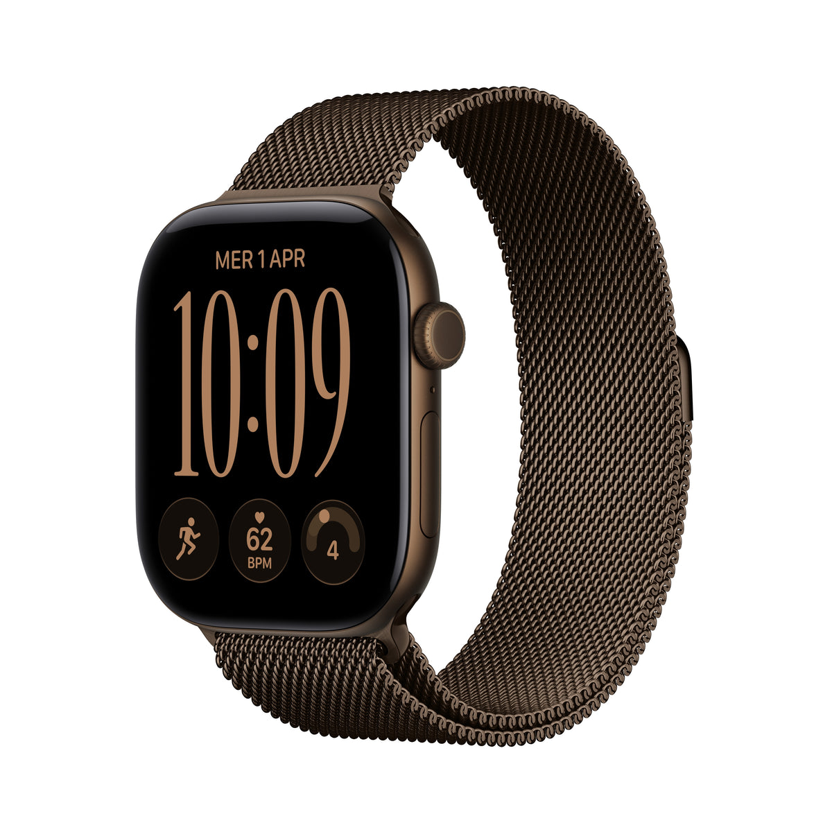 Apple Watch Series 12 46 mm GPS + Cellular – Aluminium Bronze, Milanese Loop Bronze, M/L, 50 m, für iPhone