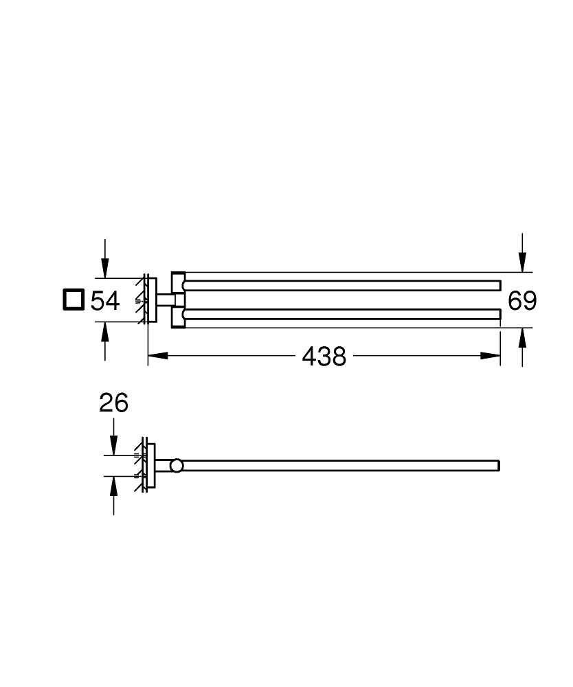 GROHE Start Cube Doppelter Handtuchhalter – Bohren – Chrom – Metall