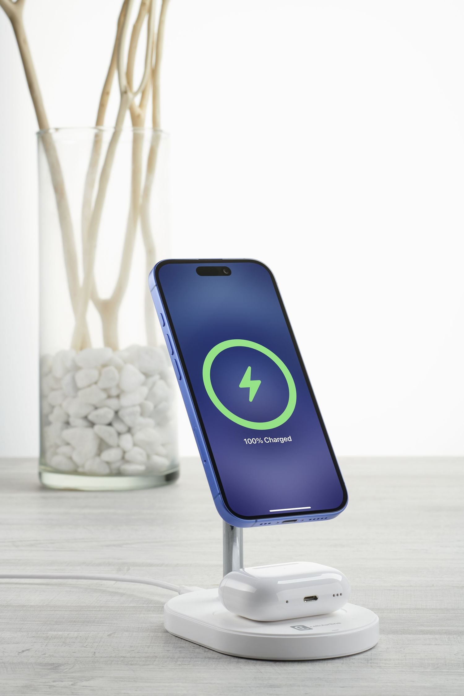 Cellularline Mag Duo 2-in-1 Ladeständer – Qi2 – 25 W/5 W – für iPhone/AirPods – Weiss