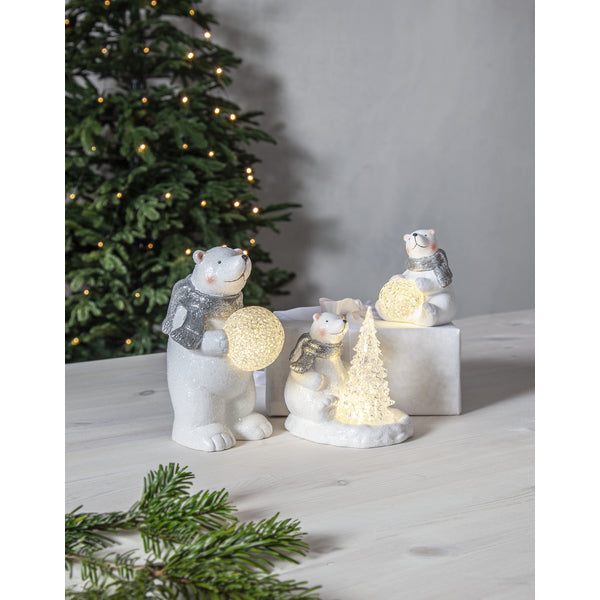 Star Trading Dekorationsfigur Polare – 12 × 9 × 11 cm, 0,03 W, warmweiss, weiss, batteriebetrieben, Timer
