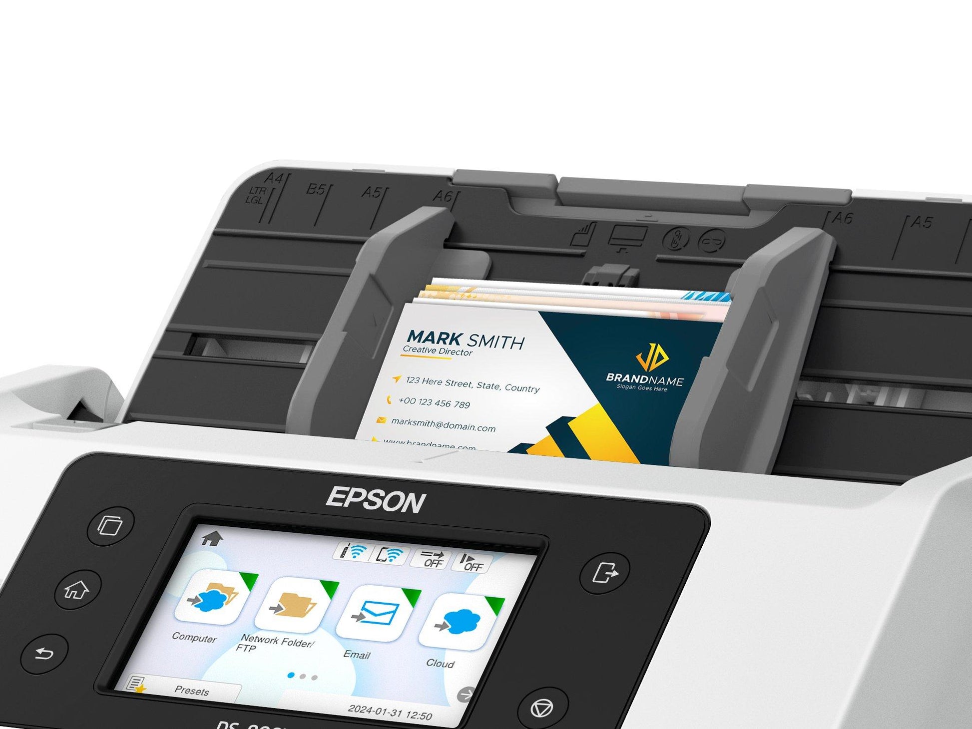 Epson Dokumentenscanner, A4, 70 ppm, ADF 100 Blatt, WLAN, LAN