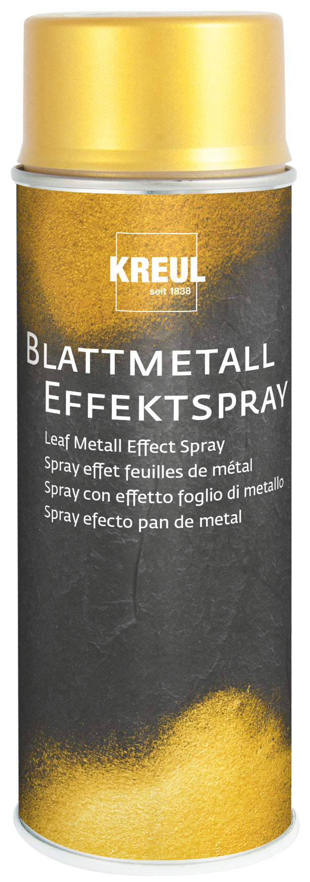 KREUL Blattmetall Effekt-Spray Farbspray – Gold, Blattmetall-Effekt – 400 ml – für Holz, Metall, Glas