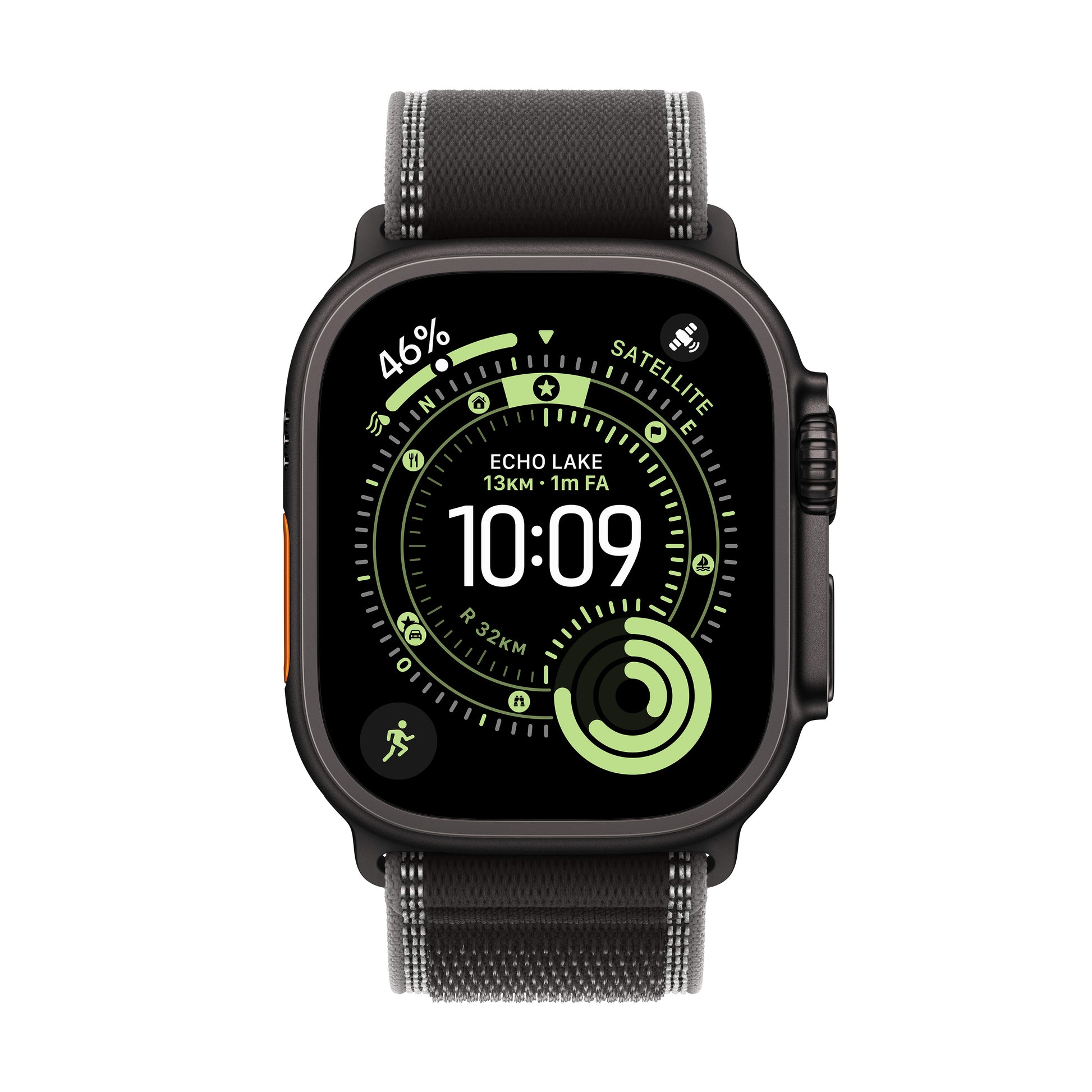 Apple Watch Ultra 3 49 mm GPS + Cellular – Titan Schwarz, Trail Loop, Schwarz/Anthrazit, M/L, 100 m, für iPhone