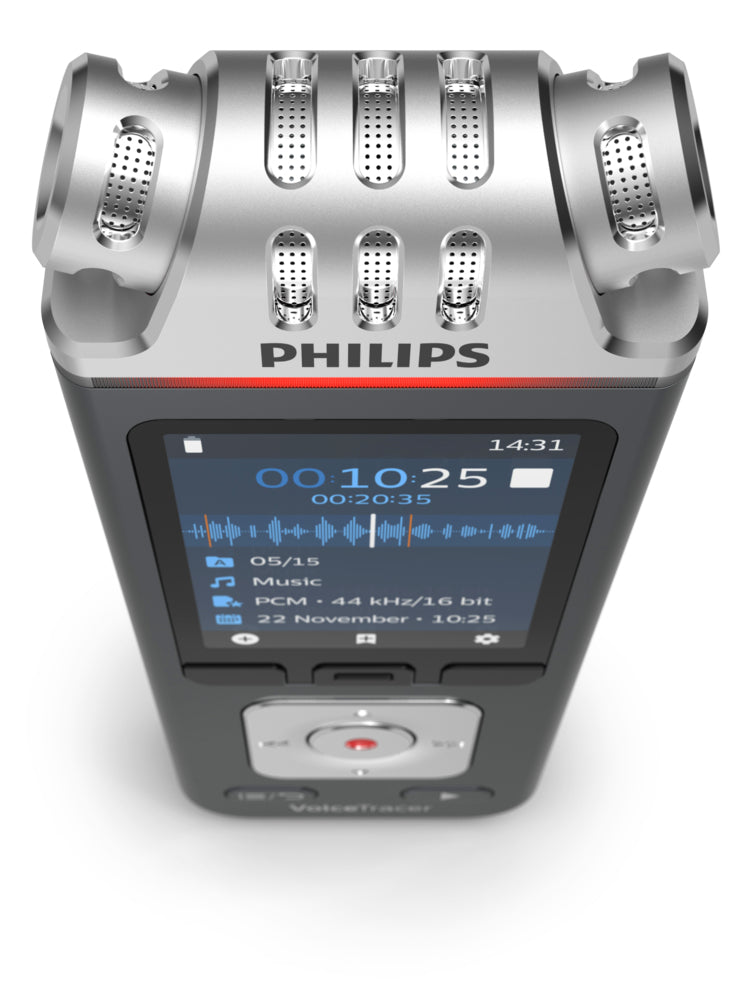 Philips VoiceTracer DVT8115 – Digitales Diktiergerät – 8 GB, mit Lautsprecher – Grau