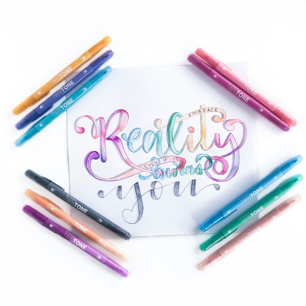 Tombow TwinTone Filzstift, Doppelspitze – Rundspitze, 0,8/0,3 mm, wasserbasiert, zartrosa