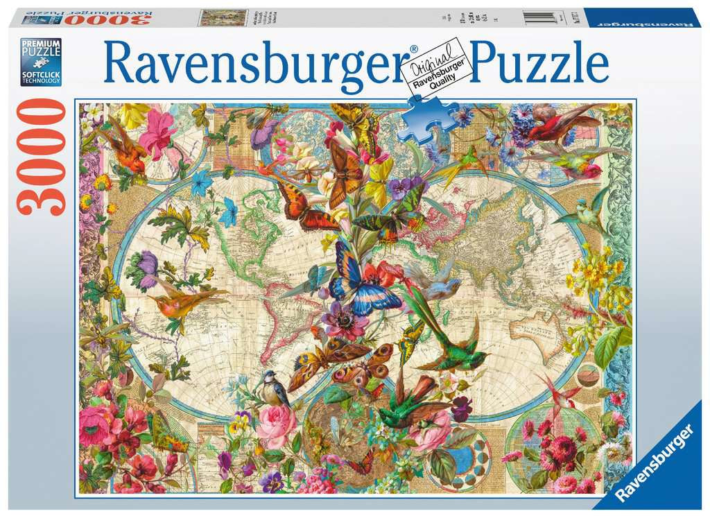 Ravensburger Puzzle Weltkarte – 3000 Teile – 56,5 × 56,5 cm – ab 14 J.