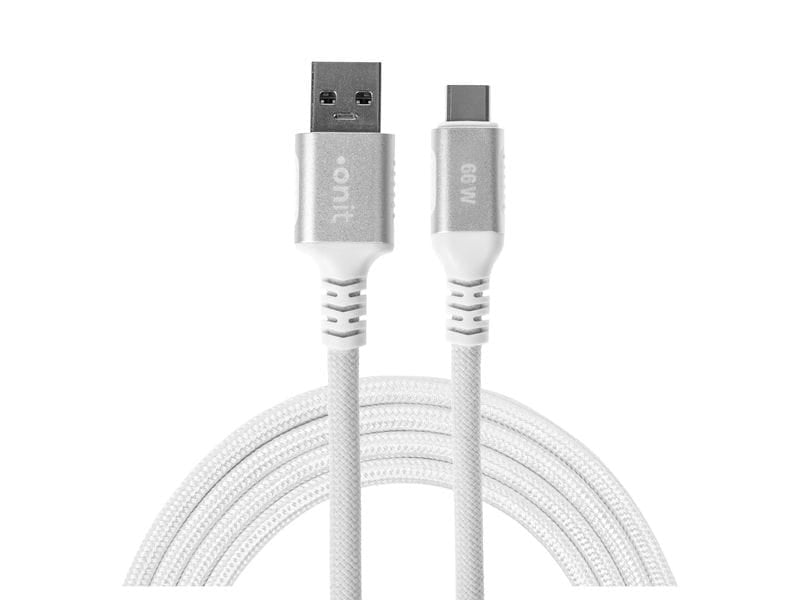 ONIT USB-A auf USB-C Kabel – USB 3.2 Gen 2 (10 Gbit/s) – 1 m – PD 66 W – Textilmantel – Weiss
