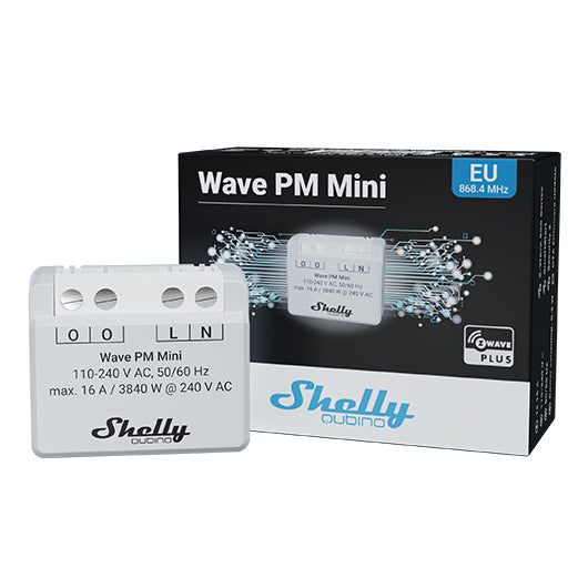 Shelly Qubino Wave PM Mini – Schaltaktor – Leistungsmessung, 16 A, Z-Wave