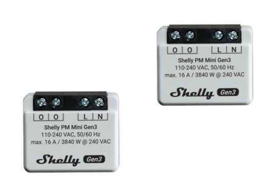 Shelly PM Mini Gen3 – Smart-Steckdose – 8 A, Verbrauchsmessung – für Amazon Alexa, Google Assistant – 2er-Set