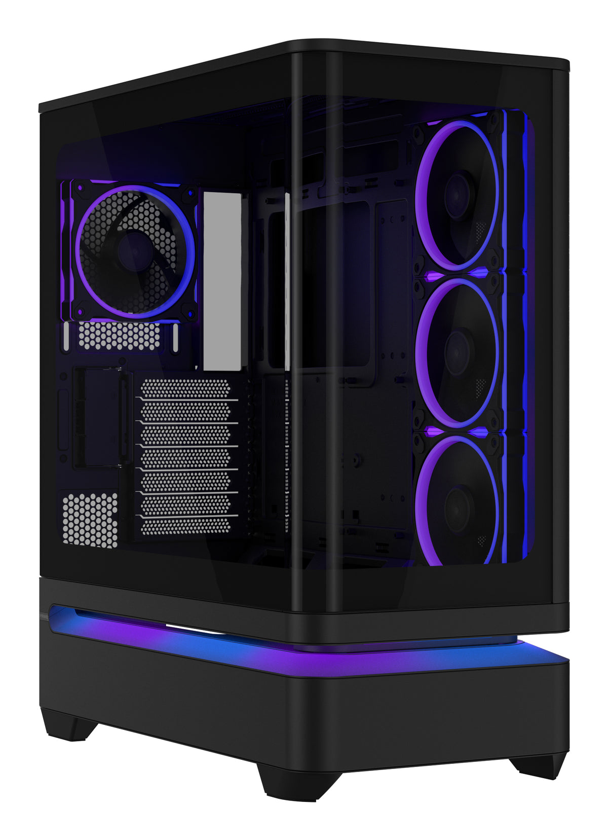 ASUS PRIME AP304 TG – PC-Gehäuse – Schwarz, Seitenfenster, ARGB, 4×120 mm, ATX/mATX/Mini-ITX, 450×240×535 mm