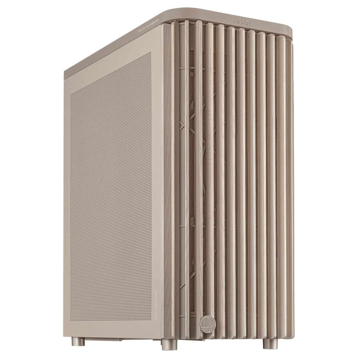 ASUS ProArt PA401 – PC-Gehäuse – Beige, Holz, ATX, 2×160 mm Frontlüfter, Oben 240 mm Radiator, 31,5 cm GPU-Länge