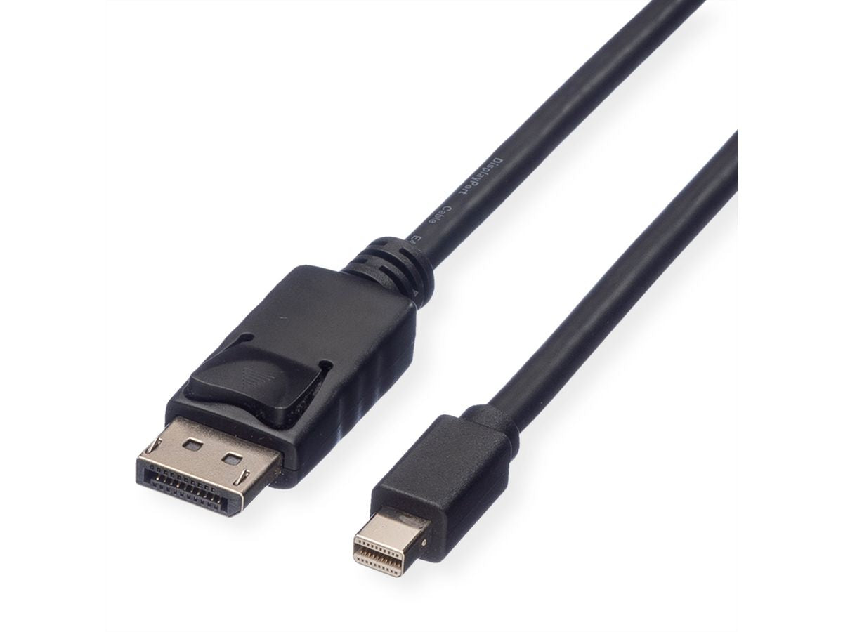 ROLINE GREEN Mini-DisplayPort-auf-DisplayPort-Kabel DP 1.2 4K 60 Hz – 5 m – für Notebook, PC, Monitor