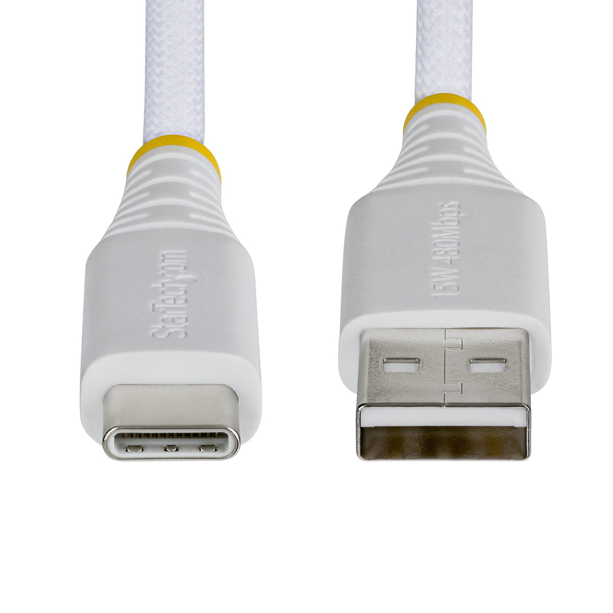 StarTech.com USB-A auf USB-C Kabel – USB 2.0 (480 Mbit/s) – 1 m – PD 15 W – Geflochten – Weiss