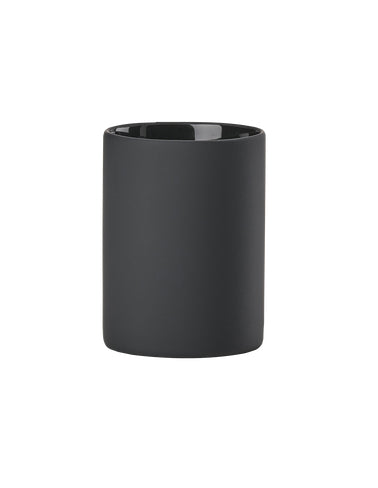 Zone Denmark Karma Zahnbürstenhalter – Ø7,6×10 cm, Steingut, Schwarz