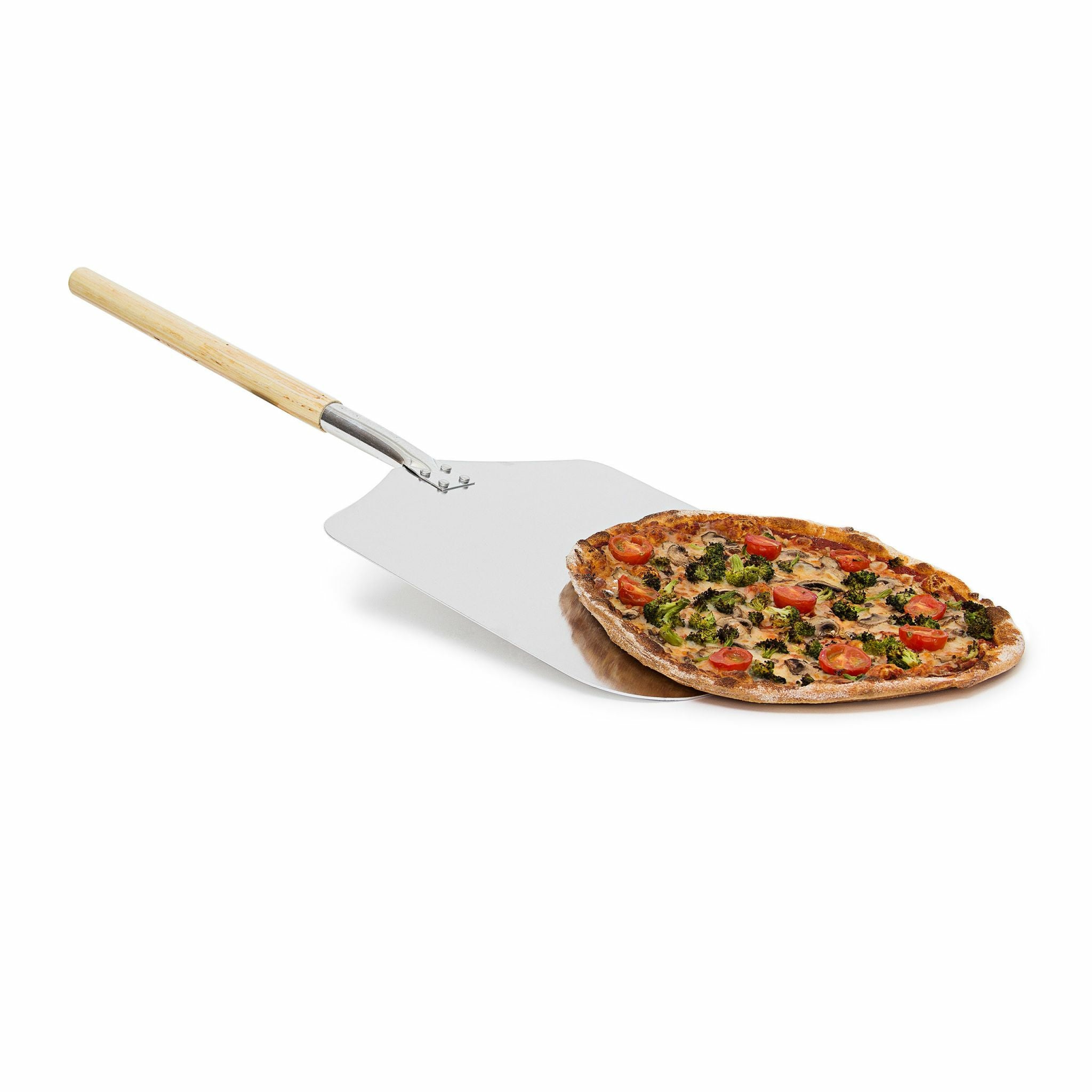 Relaxdays Pizzaschaufel 30,5 × 79 × 3 cm, Aluminium/Holz, hellbraun/silber