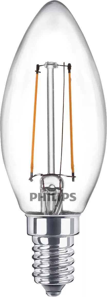 Philips by Signify Philips LED-Leuchtmittel E14 B35 – Warmweiss 2700 K, 250 lm, 2 W – 2 Stk., Transparent/Glas
