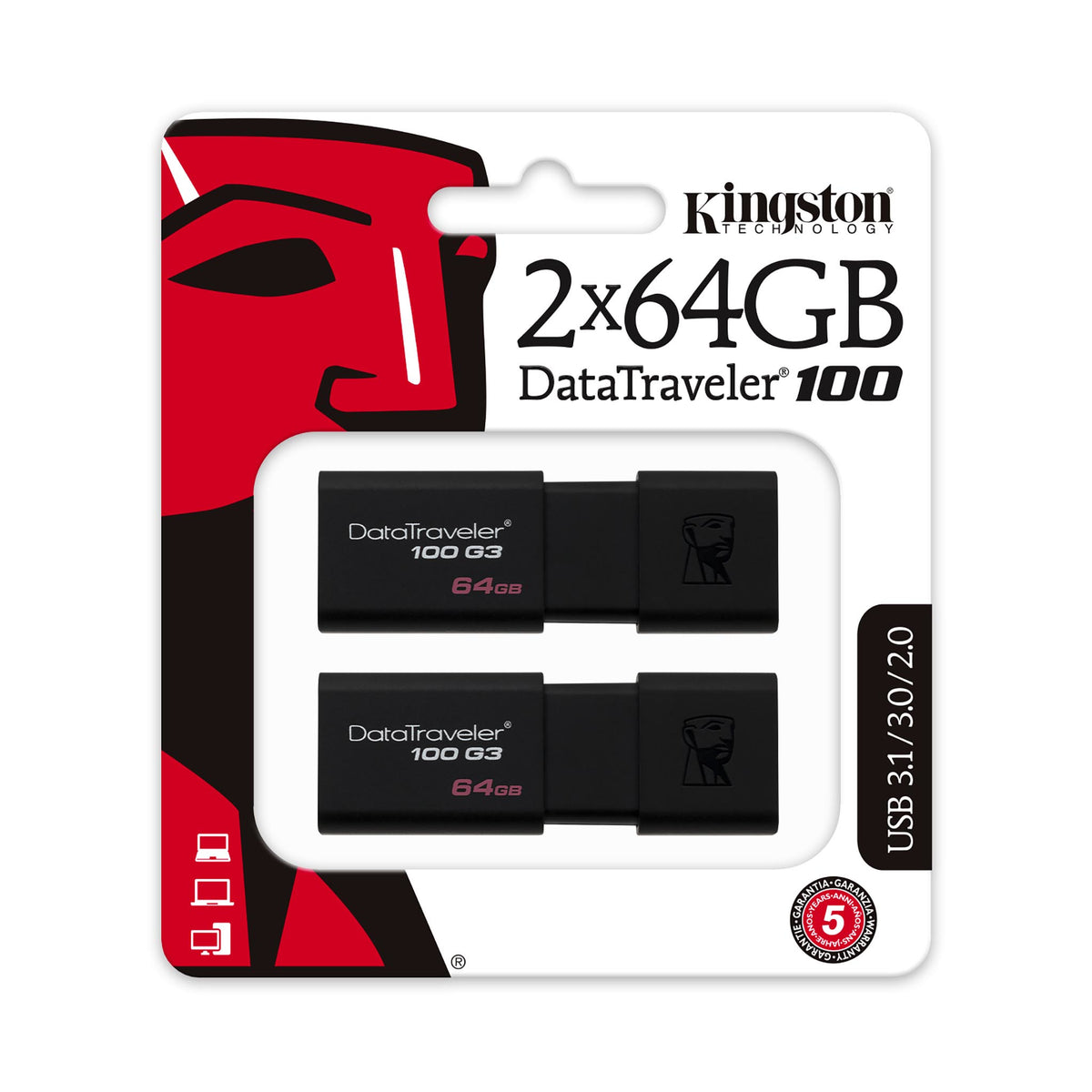 Kingston Technology DataTraveler 100 G3 – 64 GB, USB 3.2 Gen 1 Typ-A, 100 MB/s