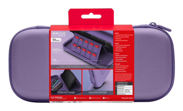 PowerA NSCS0668 – Hartschalenkoffer für Nintendo Switch 2, Violett, Platz für 10 Karten, integrierter Ständer