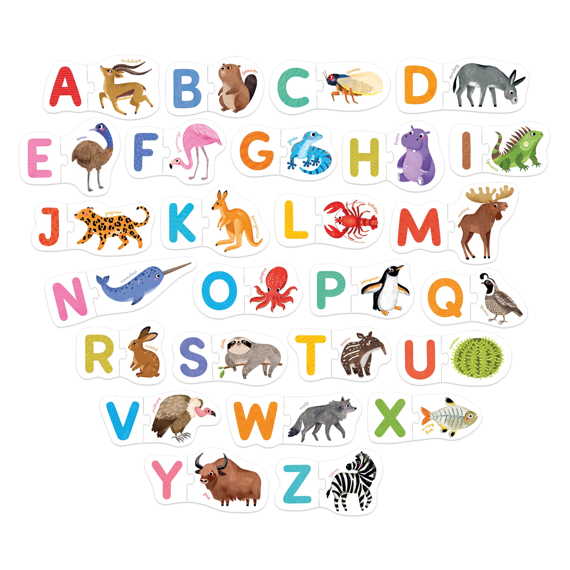 Banana Panda Puzzlespiel – Puzzle Pärchen Buchstaben, 52 Teile, ab 3 Jahren, Englisch