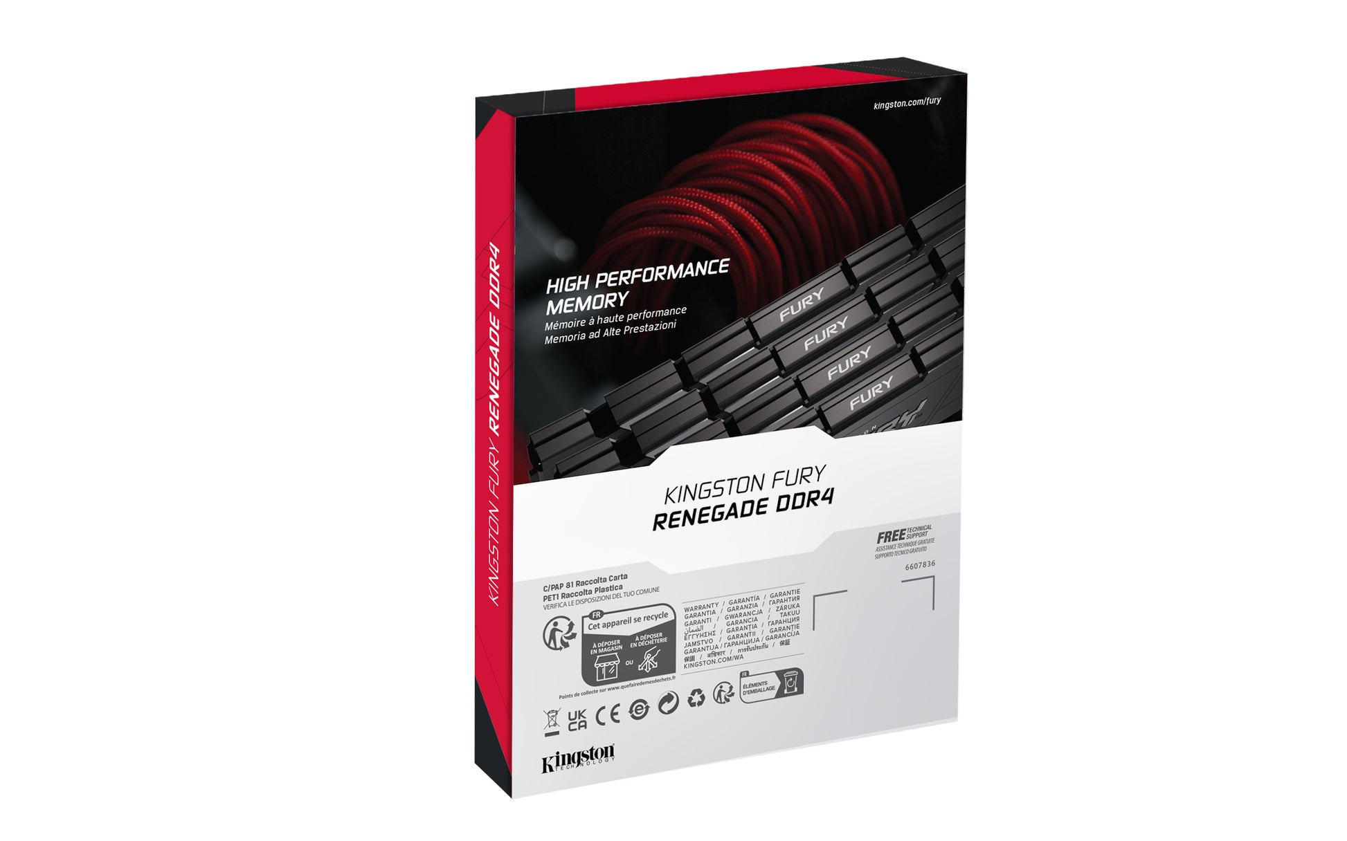 Kingston Technology Kingston – Arbeitsspeicher (DIMM) – FURY Renegade – 32 GB DDR4 3200 MT/s CL16, 288-Pin DIMM, Kühlkörper