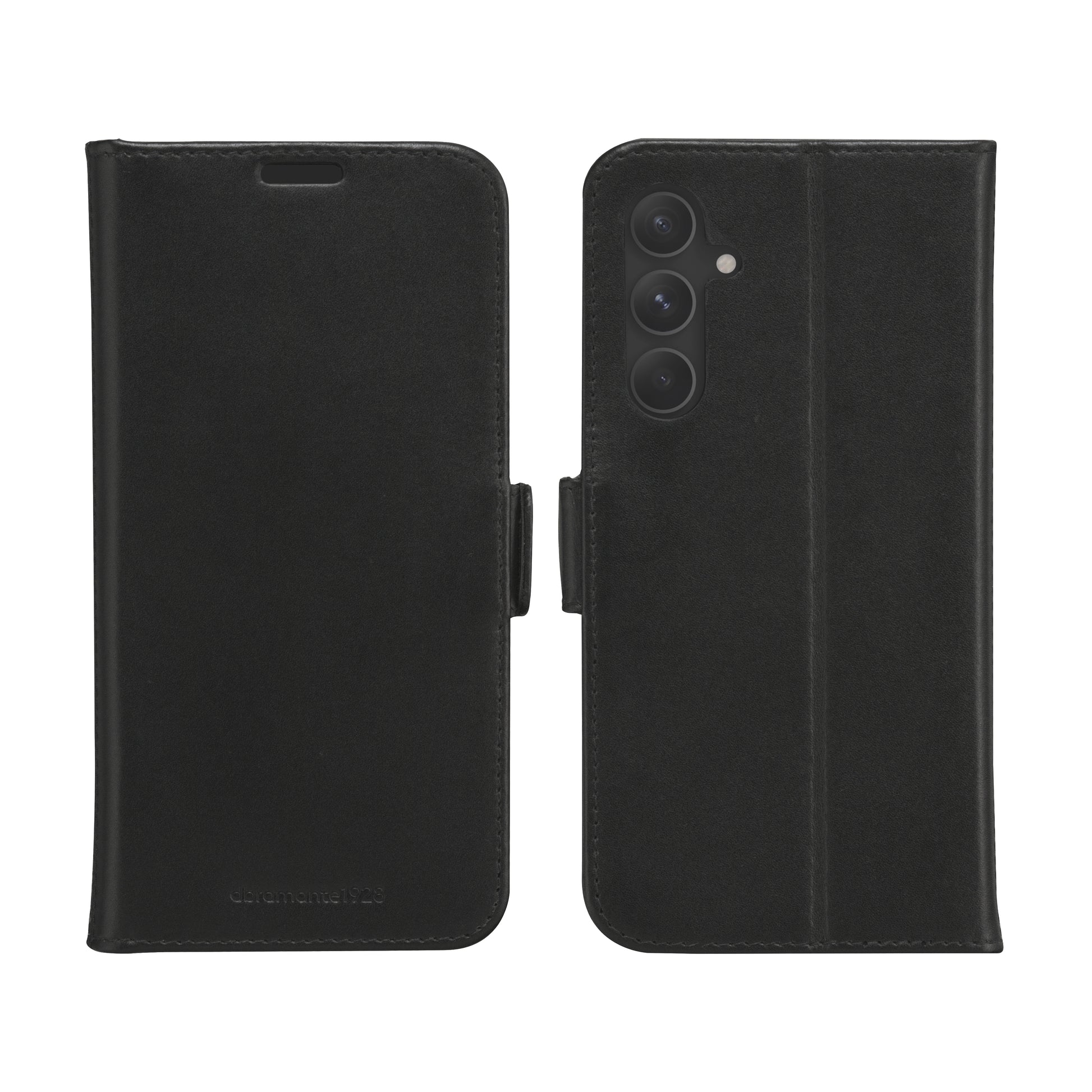dbramante1928 Copenhagen Wallethülle – für Samsung Galaxy A55 5G, mit Ständer, 3 Kartenfächer, Leder, Schwarz