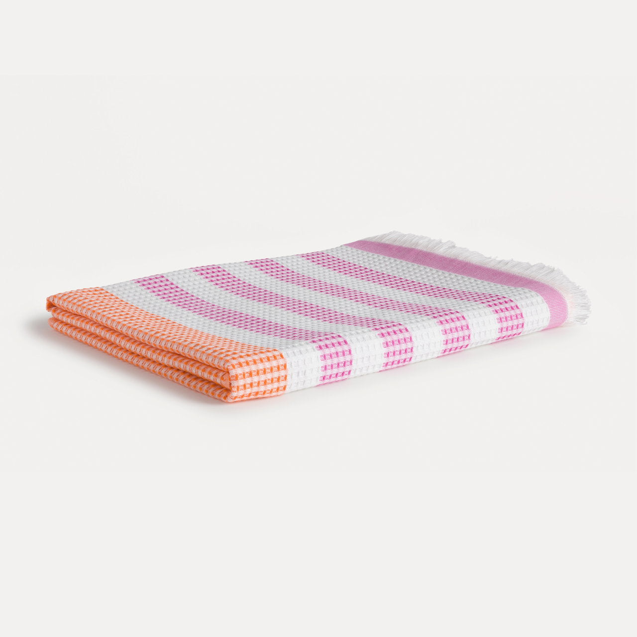 MÖVE Strandtuch Summer Daylight – 90 × 180 cm, Orange/Pink/Weiss, Baumwolle, 270 g/m²