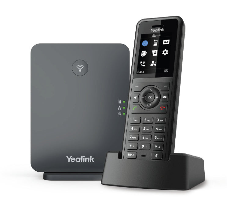 Yealink W77P – WLAN-Telefon (Handgerät), inkl. Basisstation, DECT/PoE, Schwarz
