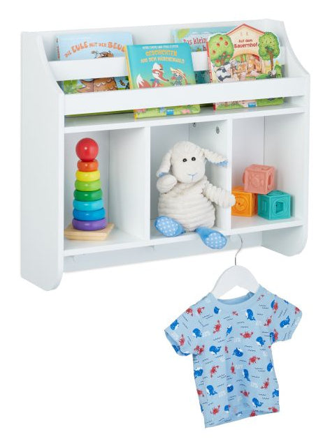Relaxdays Wandregal – 6 Böden – 60 × 17,5 × 51,5 cm – 12 kg – Weiss – Faserplatte