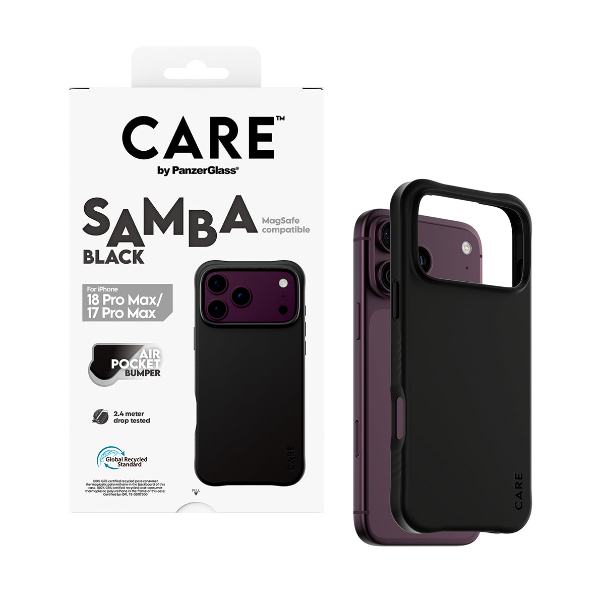 PanzerGlass CARE Samba Backcover – für Apple iPhone 18 Pro Max/17 Pro Max, MagSafe, PU+TPU, schwarz