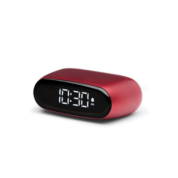 LEXON Minut Wecker – digital – 6,5 × 4,5 × 2,5 cm, dunkelrot, Aluminium, Schlummerfunktion, USB