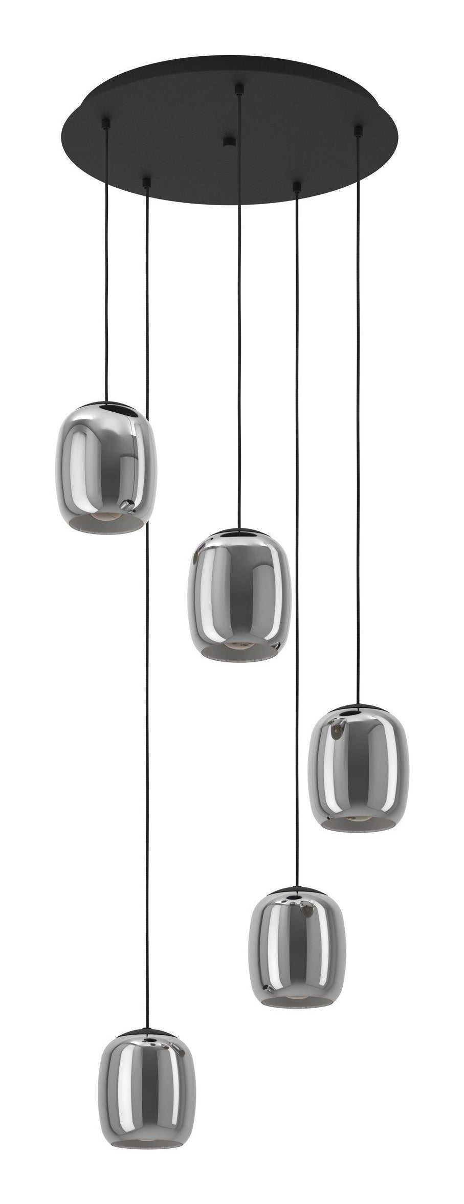 EGLO Pendelleuchte Ciampino – Ø 54 × 150 cm, 140 W, schwarz, 5× E27, exkl. Leuchtmittel