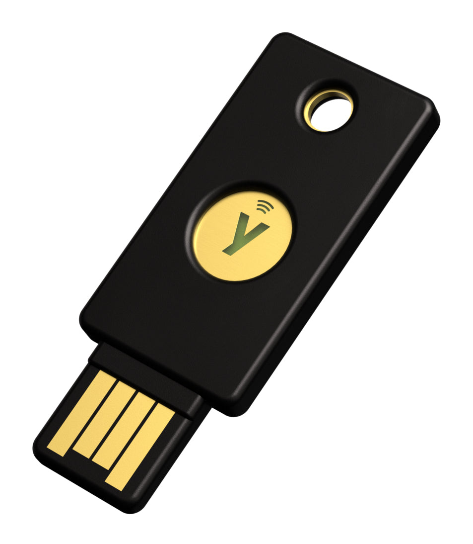 Yubico USB-Sicherheitsschlüssel – USB-A, NFC – FIDO2/U2F, IP68 – Schwarz – für Windows, macOS, ChromeOS und mehr